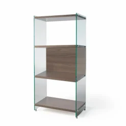 Libreria colonna Tibor126 in vetro e laminato 120 cm