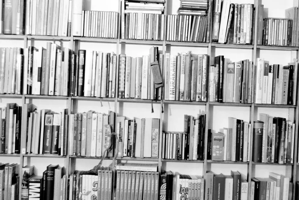 Libreria da parete in legno Schlagseite