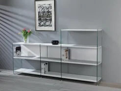 Libreria design Tibor10 divisoria in laminato e vetro