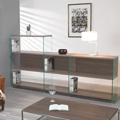 Libreria design Tibor10 divisoria in laminato e vetro