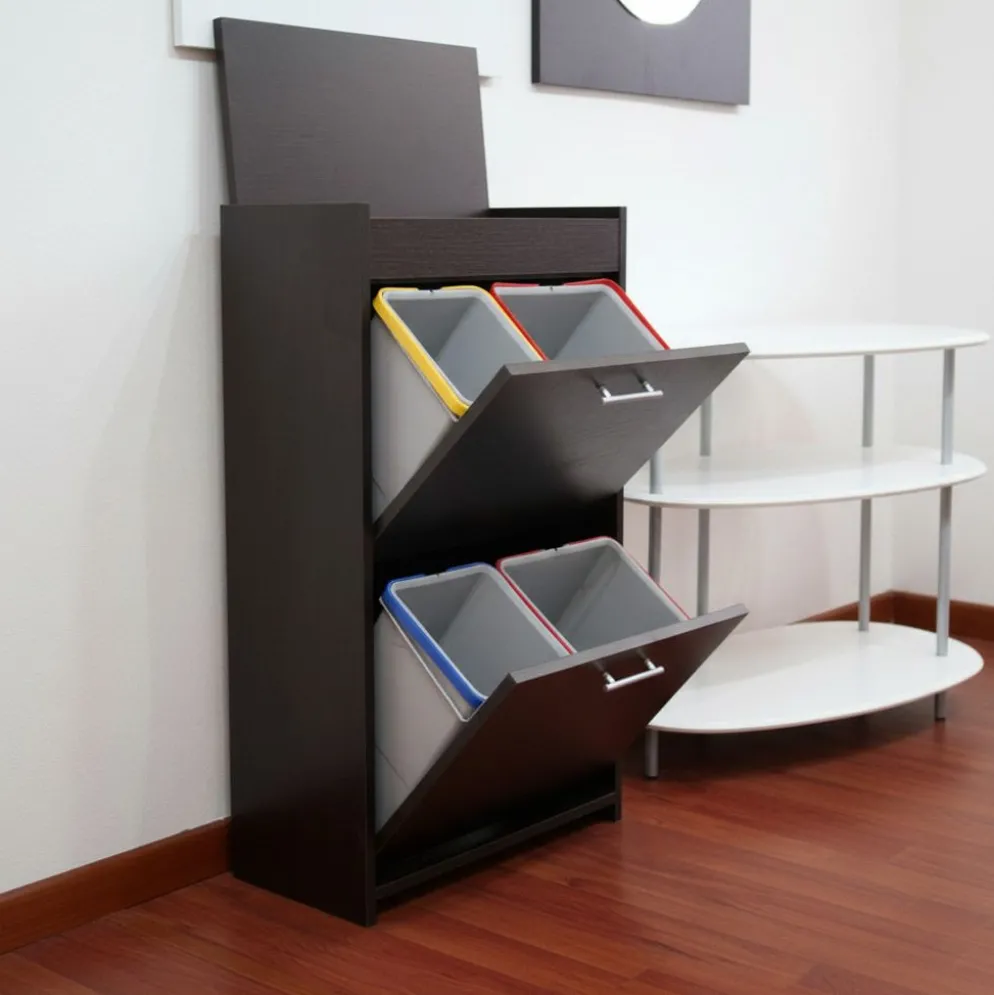Mobile raccolta differenziata Gea in legno 4 secchi