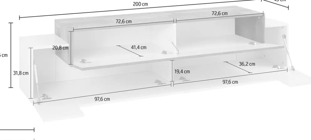 Mobile TV 200 cm Krisen Cement