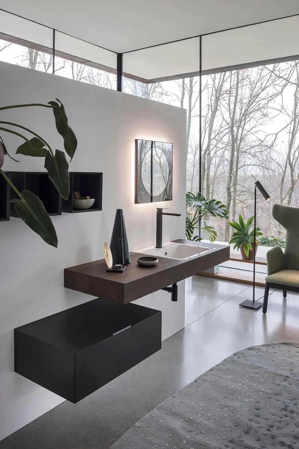 Mobili bagno in legno Qubo 2 di Loetrà