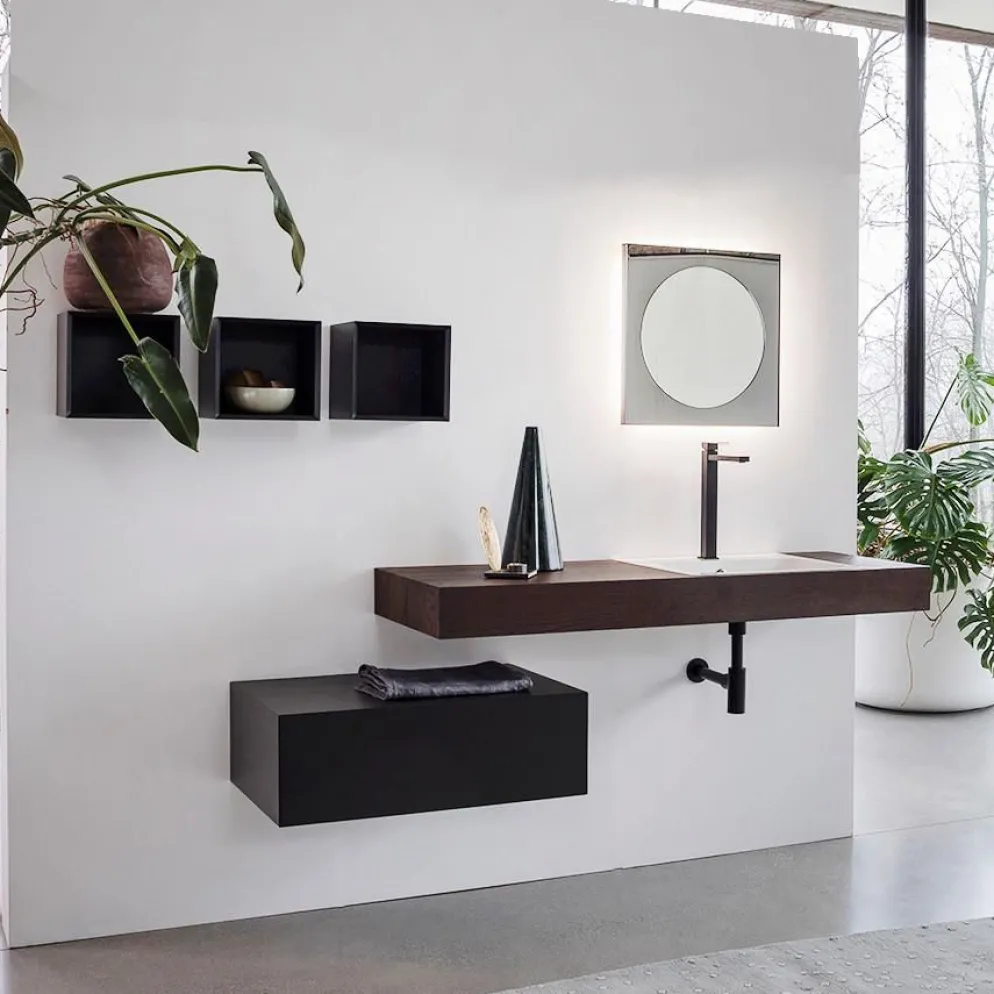 Mobili bagno in legno Qubo 2 di Loetrà