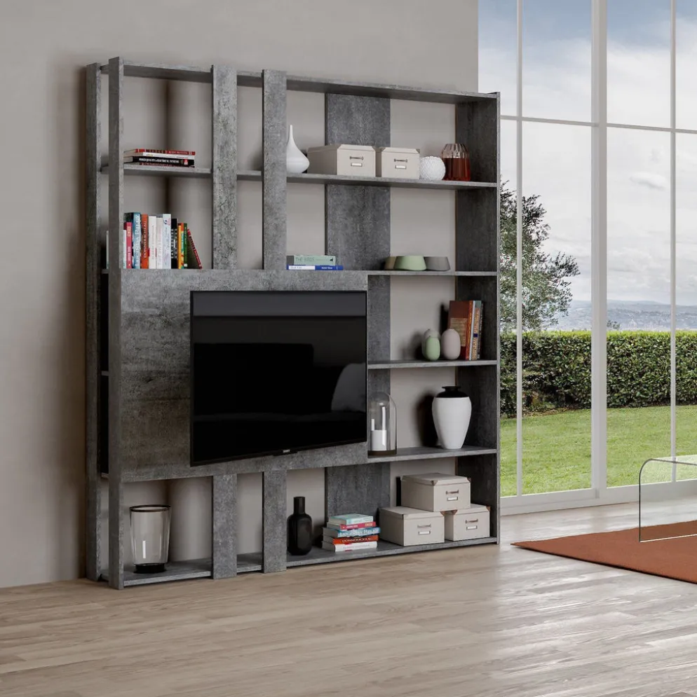 Parete attrezzata con libreria Inedditah M