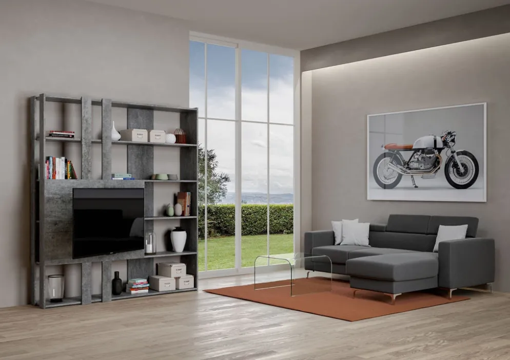 Parete attrezzata con libreria Inedditah M