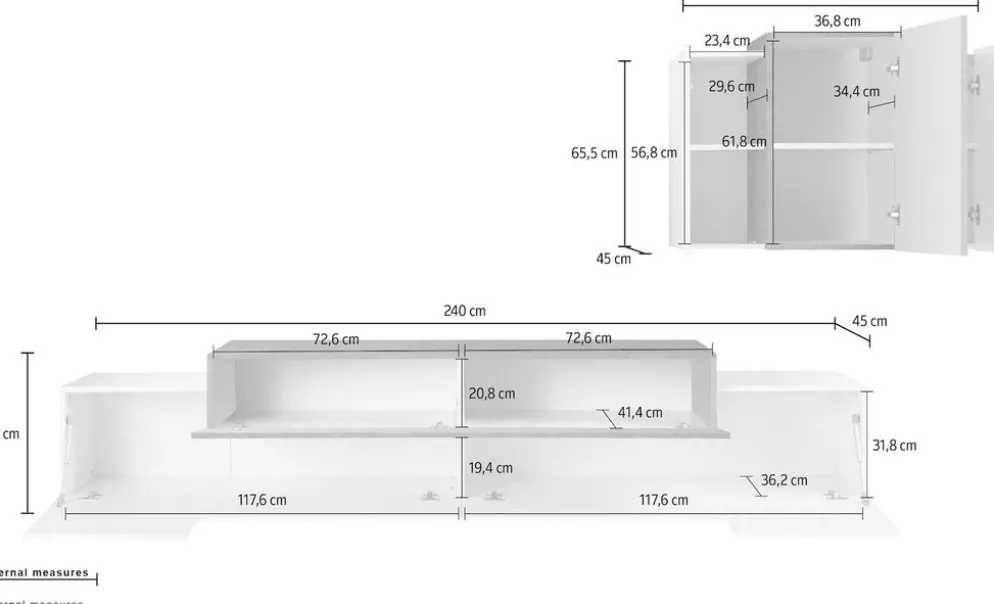 Parete attrezzata Krisen 240 White Report
