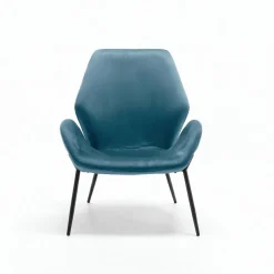 Poltrona Elvara in velluto con gambe in metallo nero