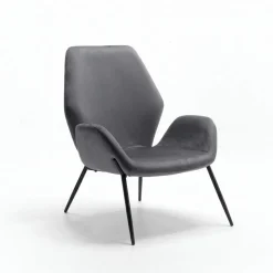 Poltrona Elvara in velluto con gambe in metallo nero