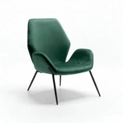 Poltrona Elvara in velluto con gambe in metallo nero