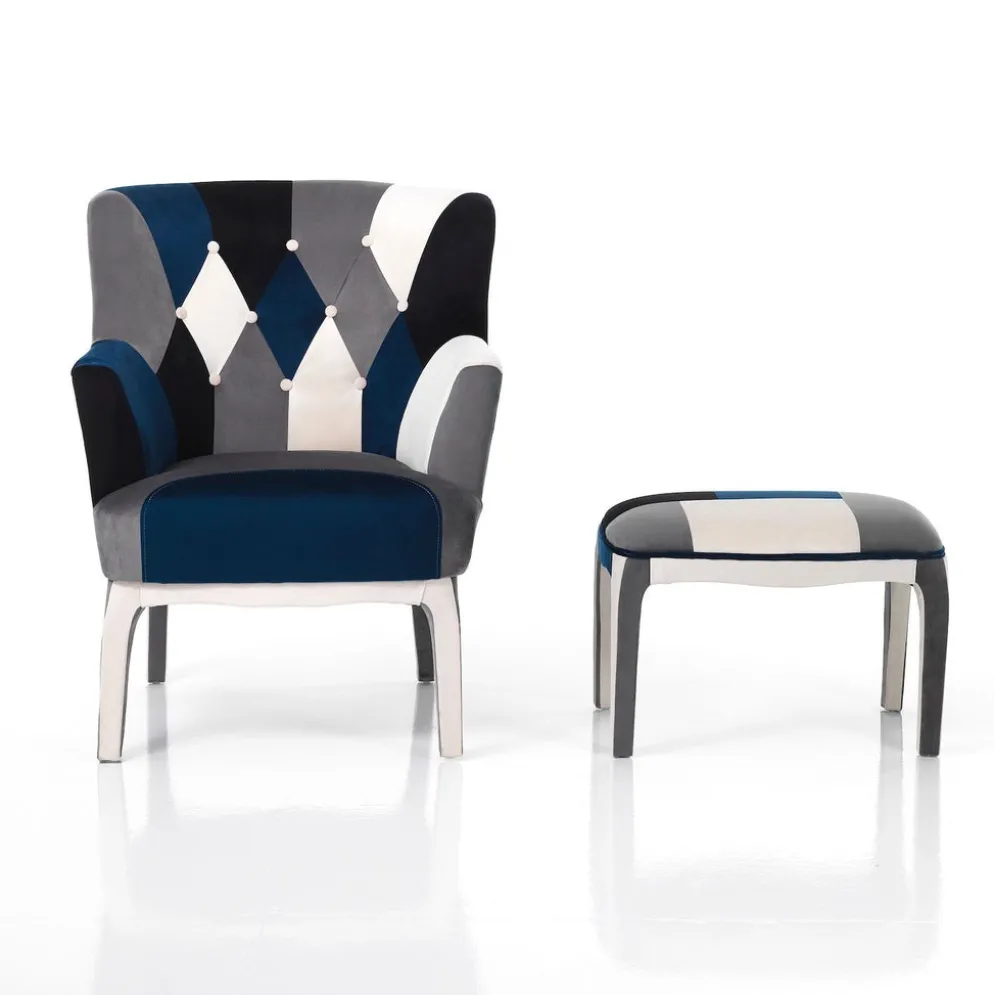 Poltrona e pouf patchwork Axel
