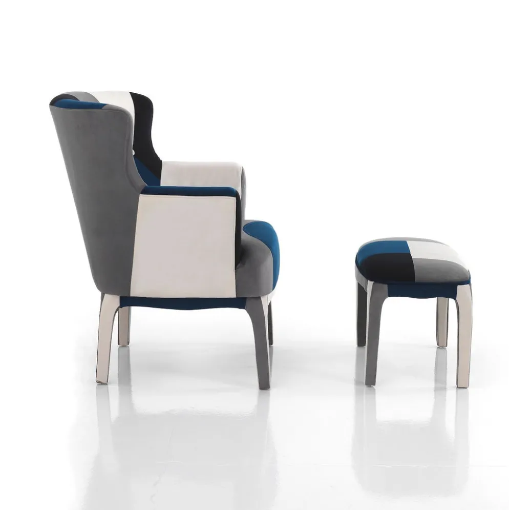 Poltrona e pouf patchwork Axel