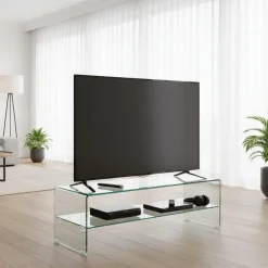 Porta TV in vetro curvato trasparente Fancy 130