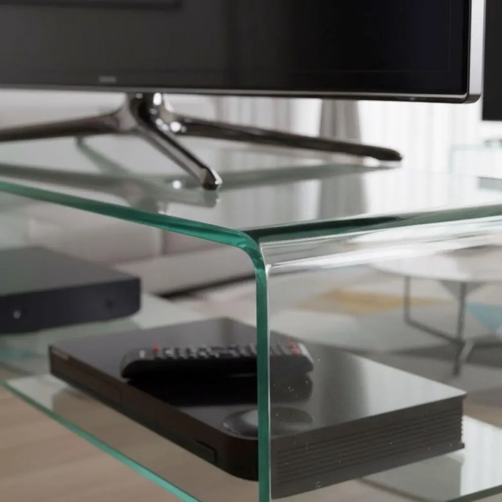 Porta TV in vetro curvato trasparente Fancy 130