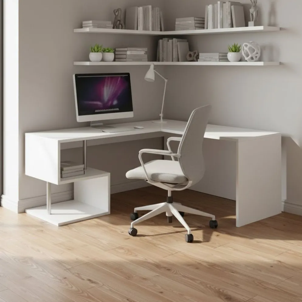 Scrivania angolare con libreria Lionel White