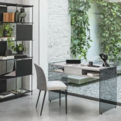 Scrivania design in vetro e laminato Patrik