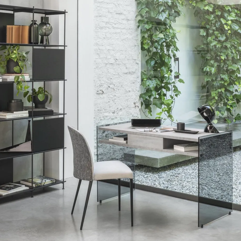 Scrivania design in vetro e laminato Patrik
