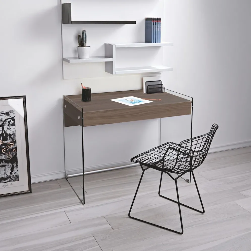 Scrivania per computer Studeo in vetro e laminato