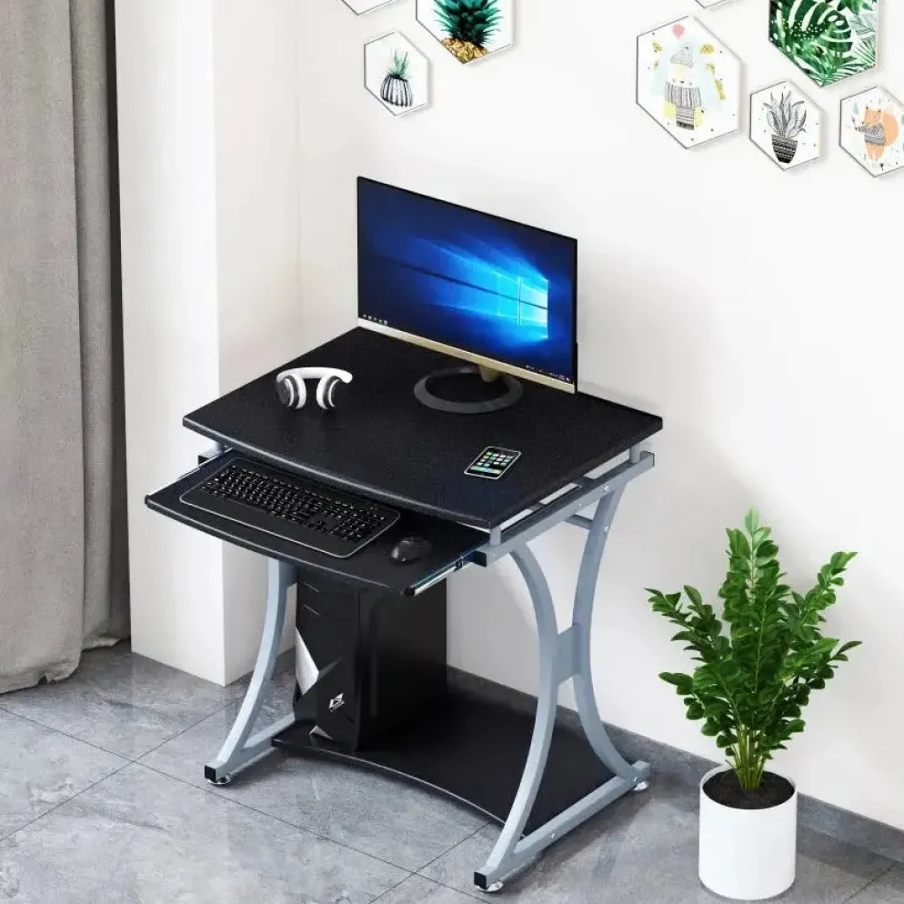 Scrivania porta PC in metallo e legno Compatta-B