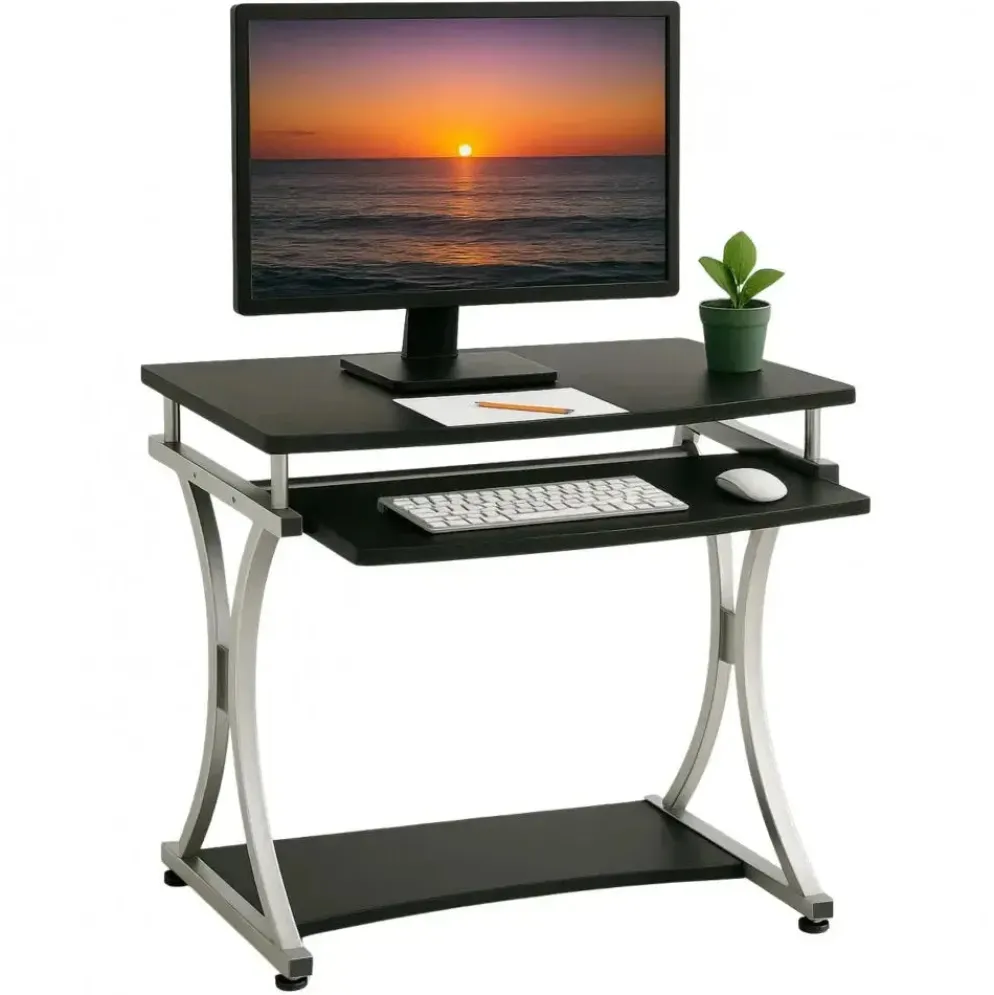 Scrivania porta PC in metallo e legno Compatta-B