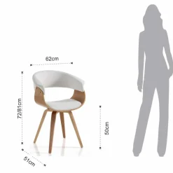 Sedia design moderno Once Wood White