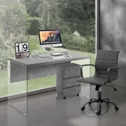 Sedia ufficio in pelle sintetica Mastery Small Old Grey