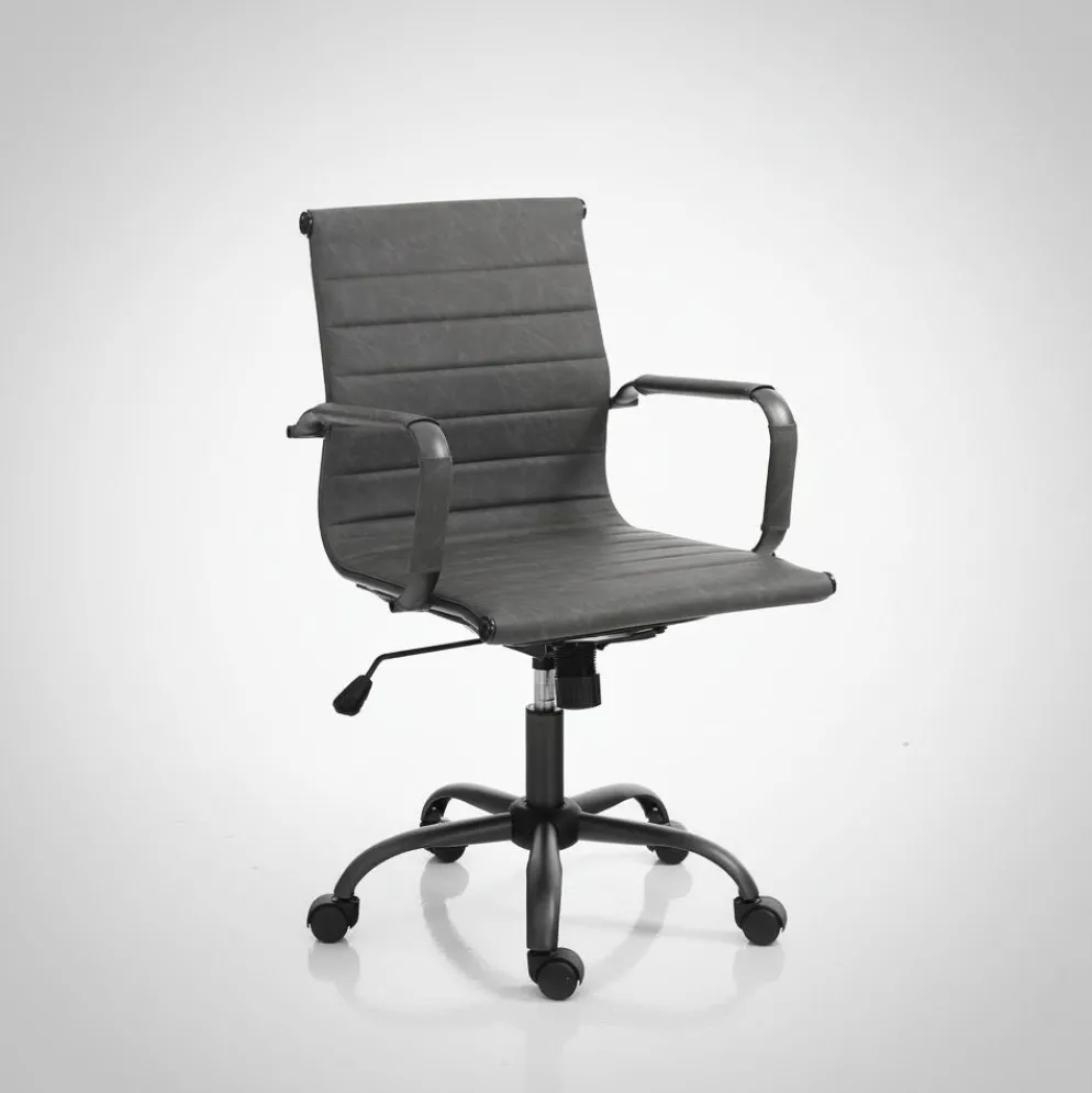 Sedia ufficio in pelle sintetica Mastery Small Old Grey