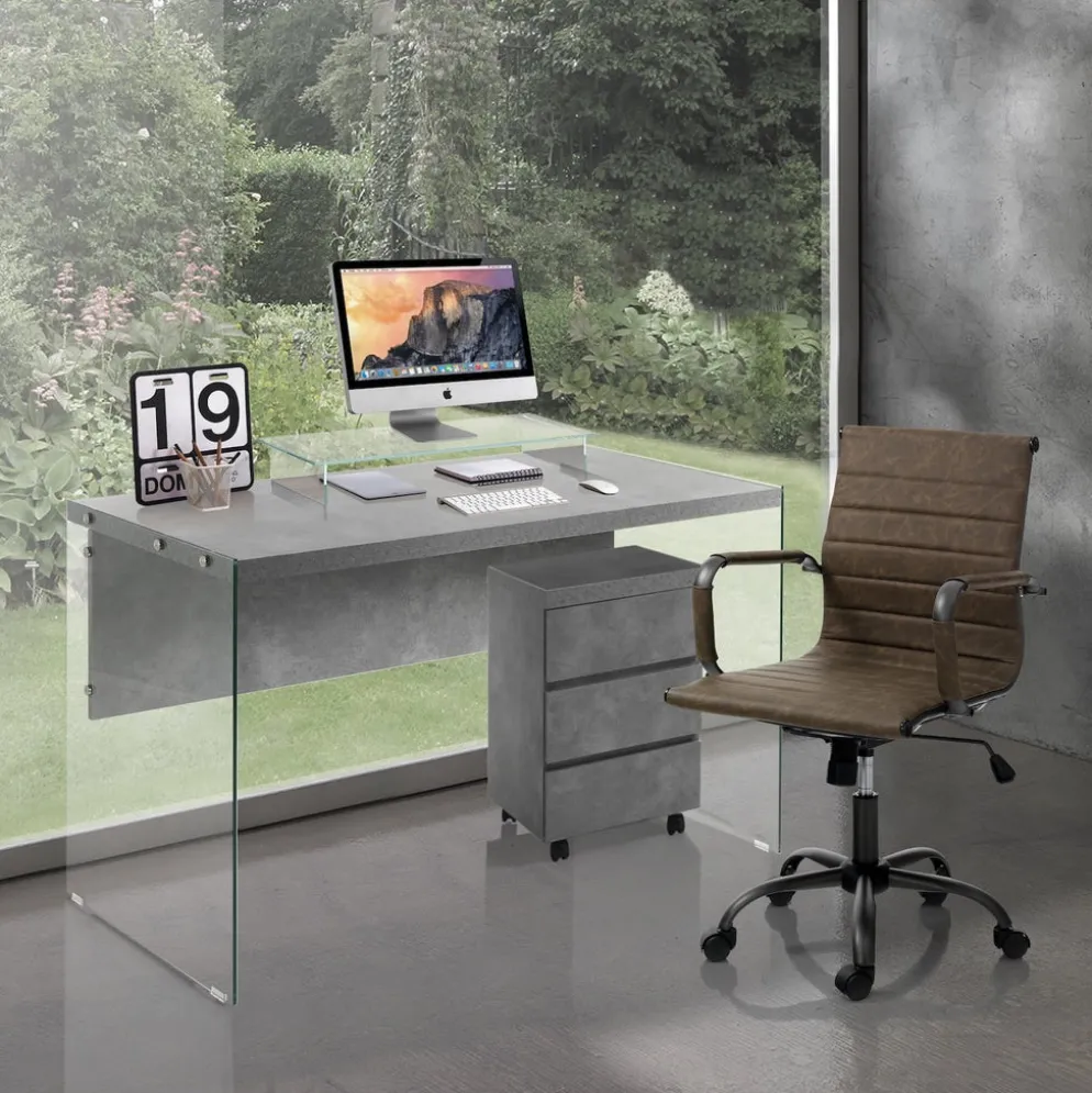 Sedia ufficio in pelle sintetica Mastery Small Old Brown