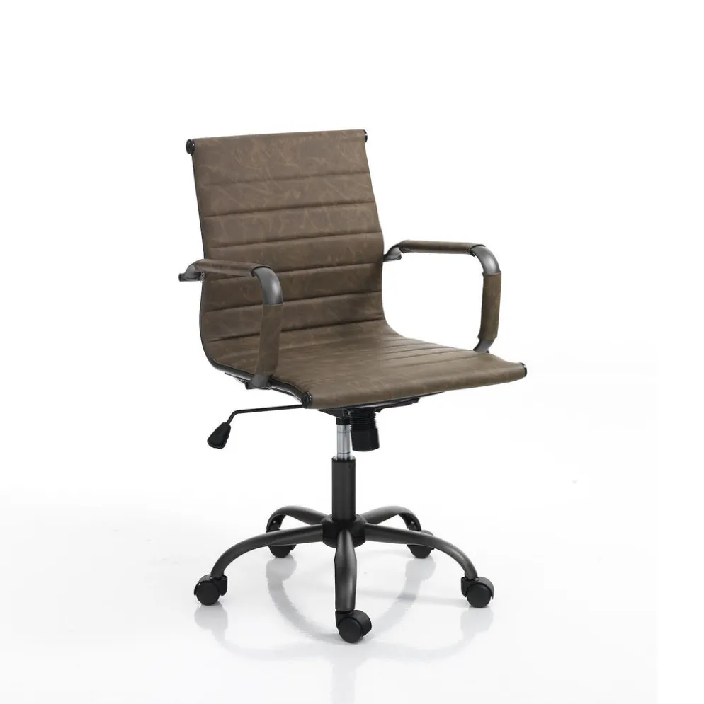 Sedia ufficio in pelle sintetica Mastery Small Old Brown