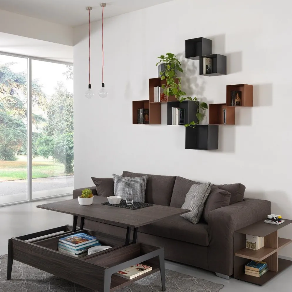 Set 4 cubi da parete in acciaio Naoki