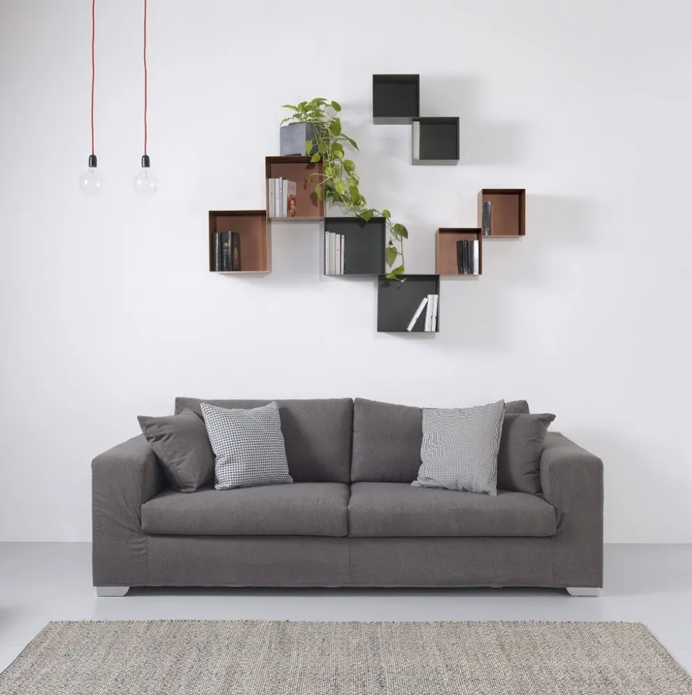 Set 4 cubi da parete in acciaio Naoki
