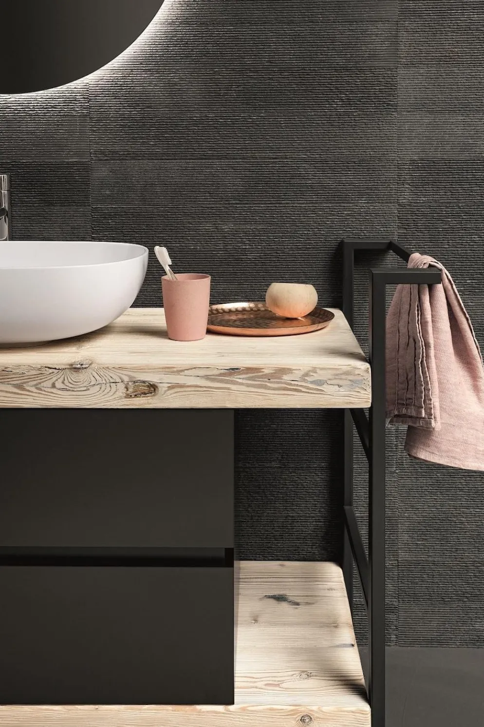 Set mobili bagno in legno Old Wood 2 di Loetrà