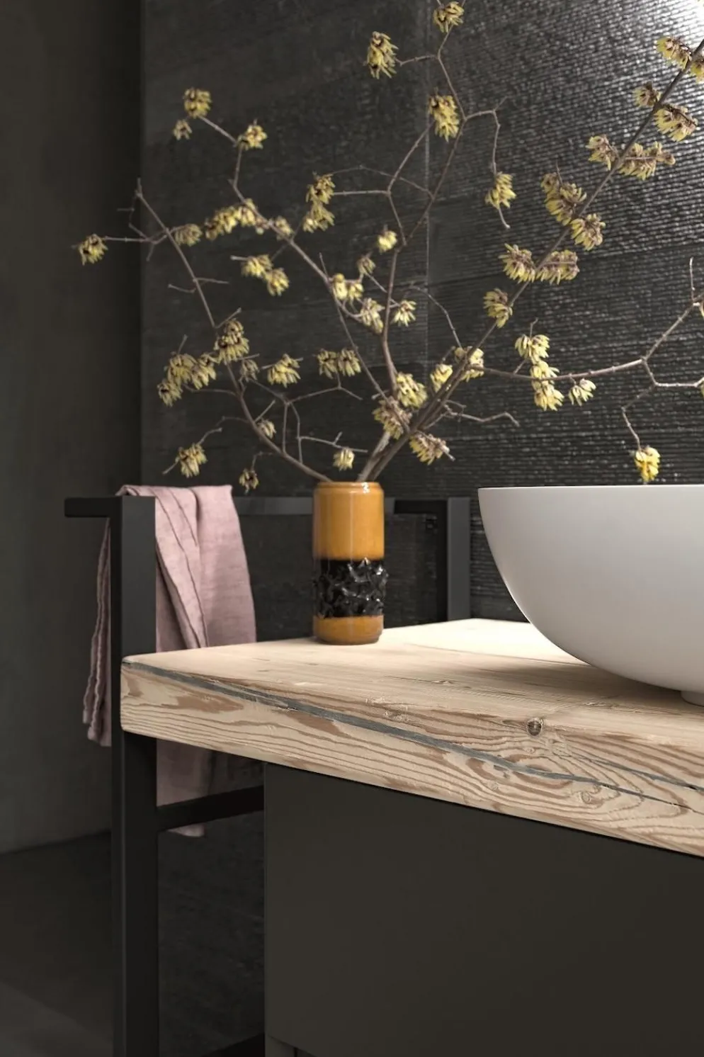 Set mobili bagno in legno Old Wood 2 di Loetrà