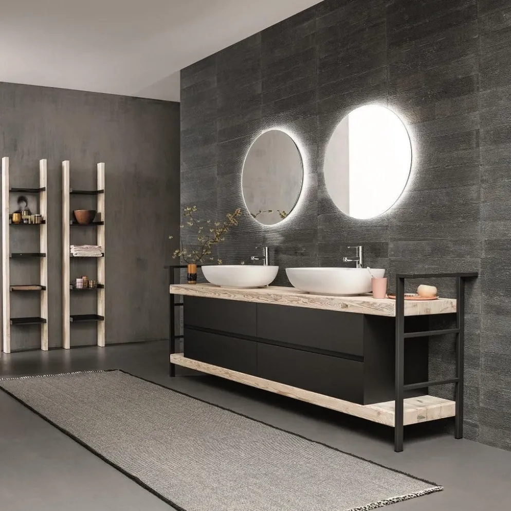 Set mobili bagno in legno Old Wood 2 di Loetrà