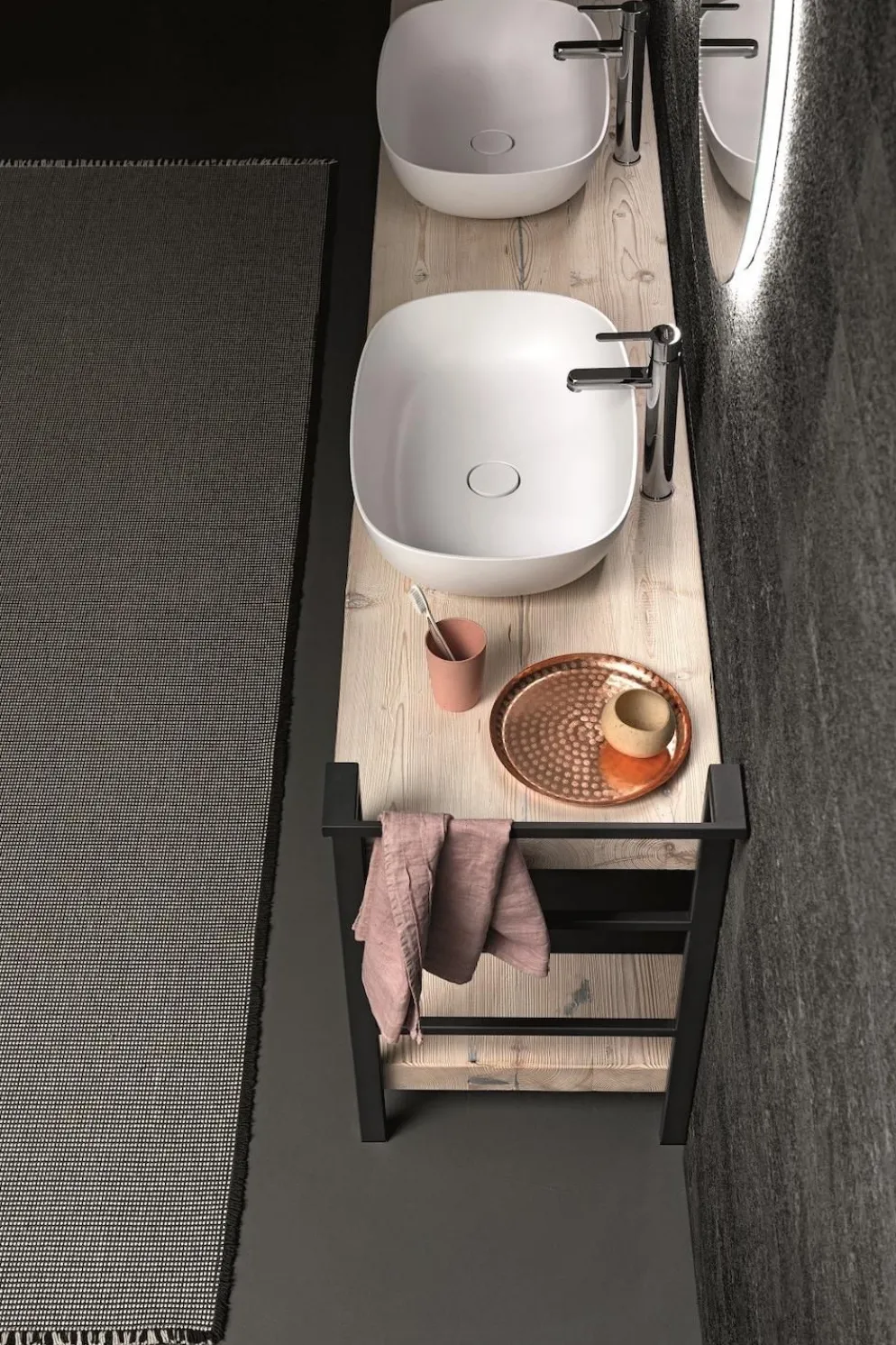 Set mobili bagno in legno Old Wood 2 di Loetrà