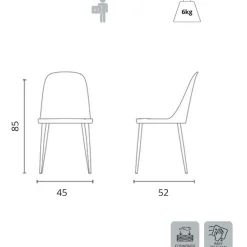 Set 4 sedie design moderno Sanna Soft