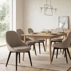 Set 4 sedie in legno e tessuto Noraya