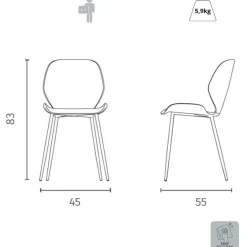 Set 4 sedie per sala da pranzo Alira