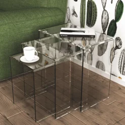 Set 3 tavolini da salotto in plexiglass Triade