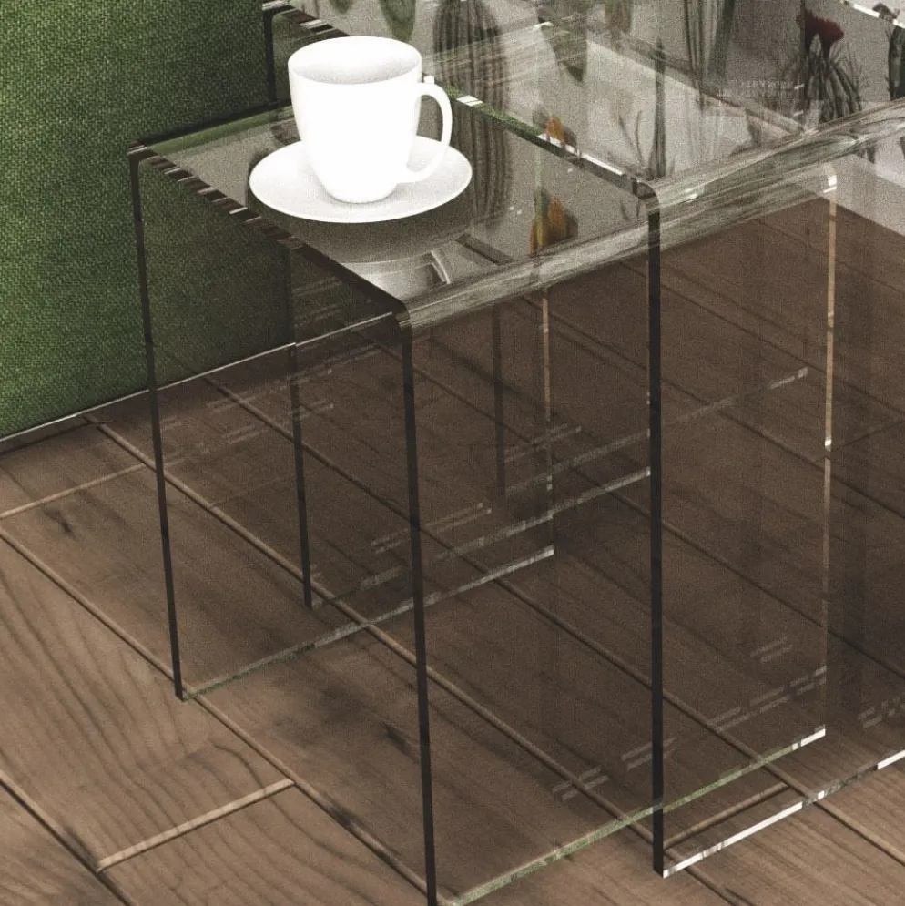 Set 3 tavolini da salotto in plexiglass Triade