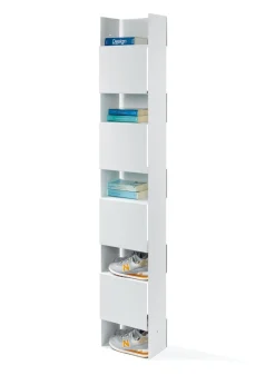 Specchio ad angolo con libreria e scarpiera Corinna