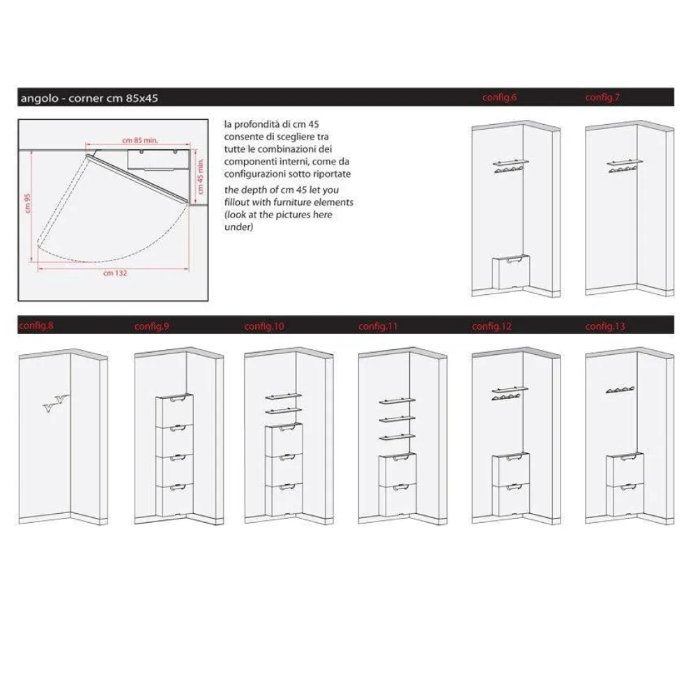Specchio angolare ad anta in alluminio Angle Vanity