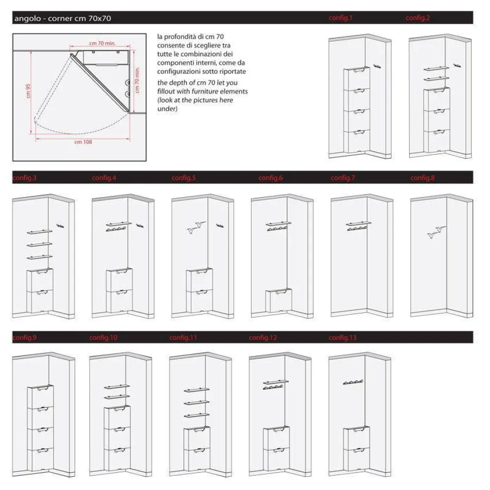 Specchio angolare ad anta in alluminio Angle Vanity