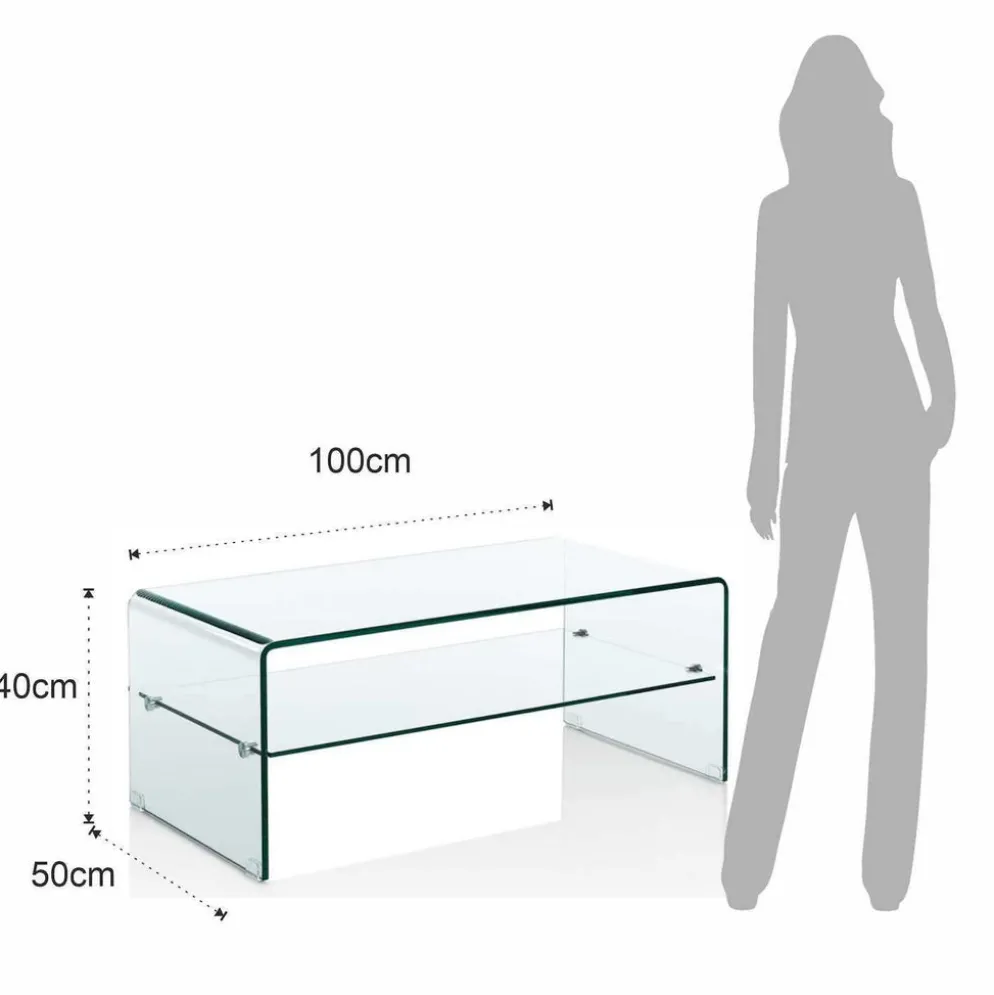 Tavolino da salotto in vetro curvato Emerald Evo