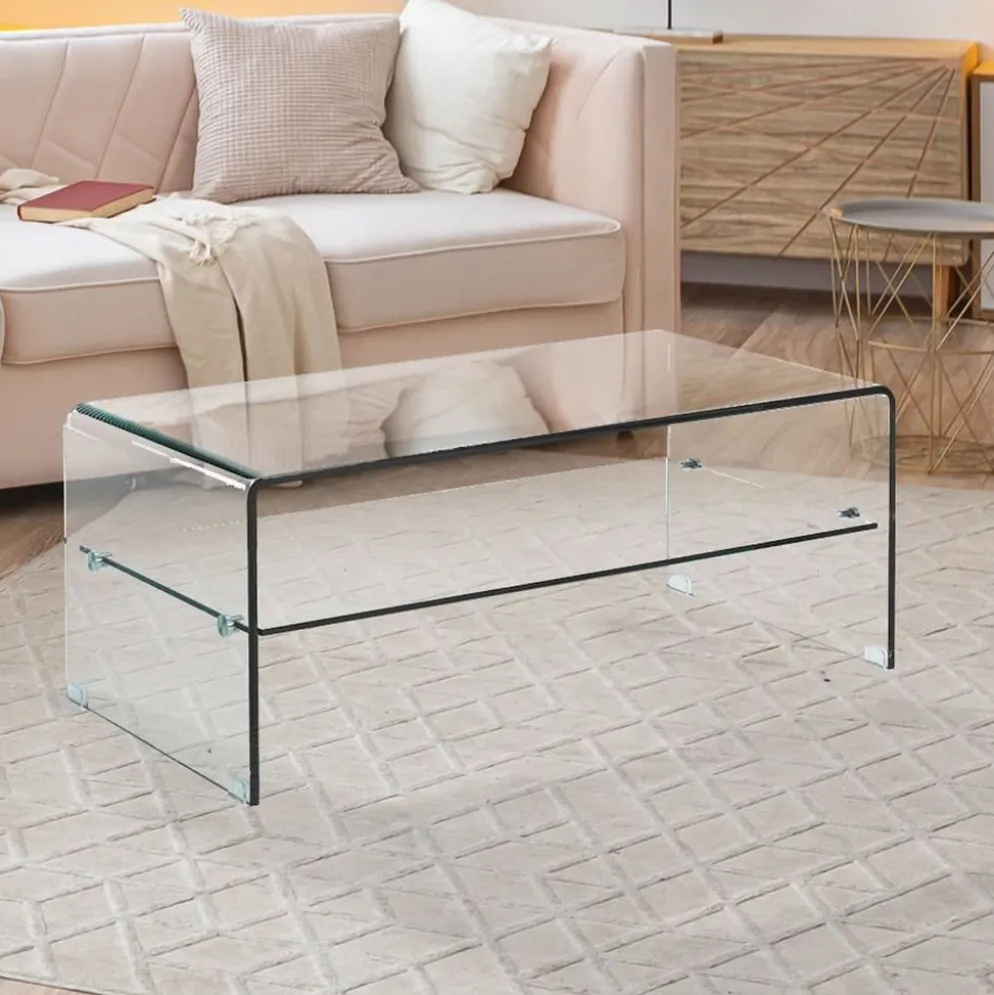 Tavolino da salotto in vetro curvato Emerald Evo