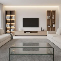 Tavolino da salotto rettangolare in vetro Stefan Shelf