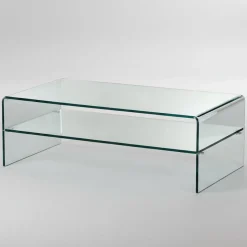 Tavolino da salotto rettangolare in vetro Stefan Shelf