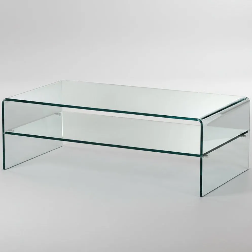 Tavolino da salotto rettangolare in vetro Stefan Shelf