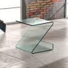 Tavolino lato divano in vetro curvato Bram