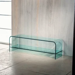 Tavolino porta TV in vetro curvato Katie